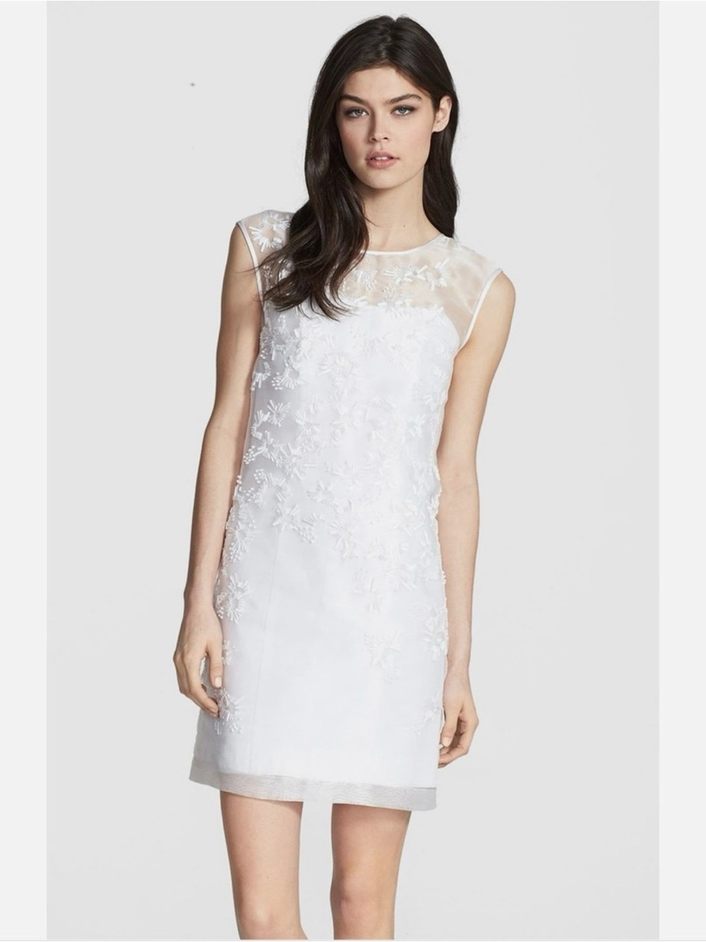 NWT French Connection White Beaded Cocktail Dress Size 8